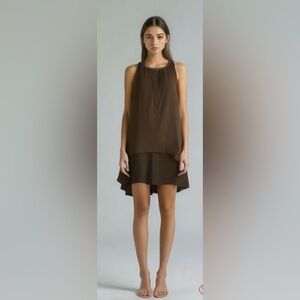 ASTR sleeveless pleated mini dress embellished neckline size small